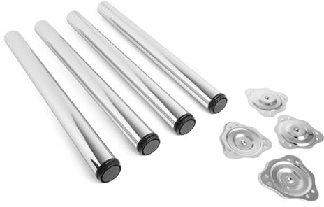 VERDU Patas para Mesas - Juego De 4 Patas Mesa De Acero De Alta Resistencia, ø60mm, Altura De 710mm, Regulación hasta 10mm, Soporte Superior En Zamak, Varios Acabados Disponibles (Cromo)