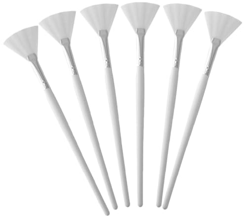 AUTSUPPL Cepillo de Mascarilla Facial en Forma de Abanico para Mujer, 6 Piezas Diseño Ergonómico y Cerdas de Fibra Artificial para Aplicación Uniforme en Tratamientos Faciales