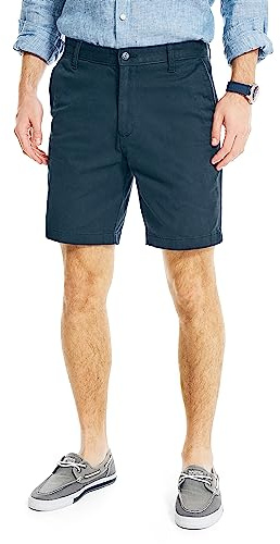 Nautica Herren Classic Fit Flat Front Stretch Solid Chino Deck Legere Shorts, Blau(True Navy), 42W