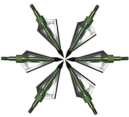 Huntingdoor 100 Grana Lama Fissa Testa Larga 6pz Tiro con L'Arco Bulloni A Testa Caccia frecce Adatto per Balestra & Arco Compound (Verde)