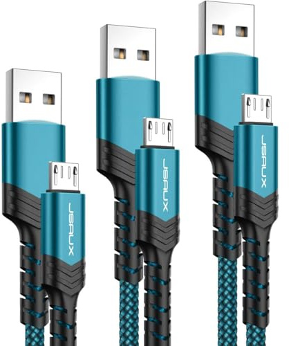 JSAUX Micro USB Charger Cable, (3-Pack 3.3ft+6.6ft+10ft) Android Charger Micro USB to USB A Nylon Braided Cord Compatible with Samsung Galaxy S6 S7 Edge Note 5, Kindle and More-Green