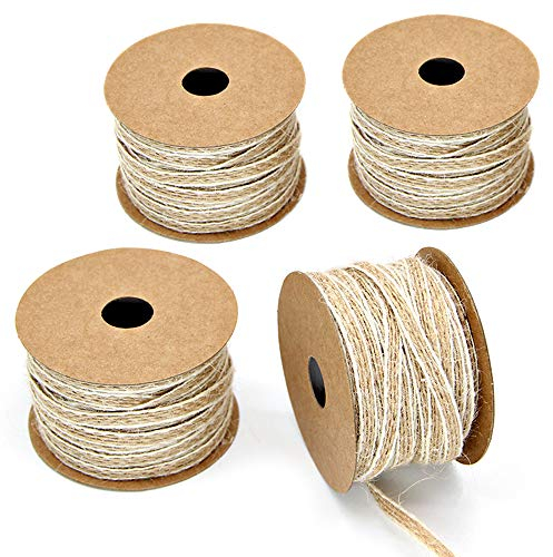 Keleily Juteband 4 Rollen Juteband Natur Vintage Bastelband für Geschenkpapierband Nähen Hochzeit Dekoration DIY (10 mt x 0,5 cm)