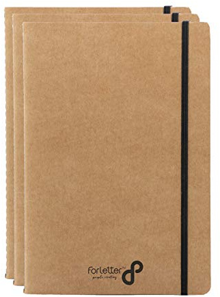 Forletter Pack de 3 Cuadernos Kraft Tapa Blanda para Bullet Journal y Notas A5