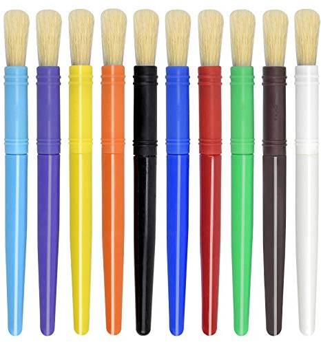 10 Pezzi Pennelli da Pittura Setola Maiale per Bambini Testa Rotonda Pennelli Artista Pennello Bambini Set Pennelli Dipingere Artista Pennello Set di Acquerello e Pittura ad Olio per Principianti