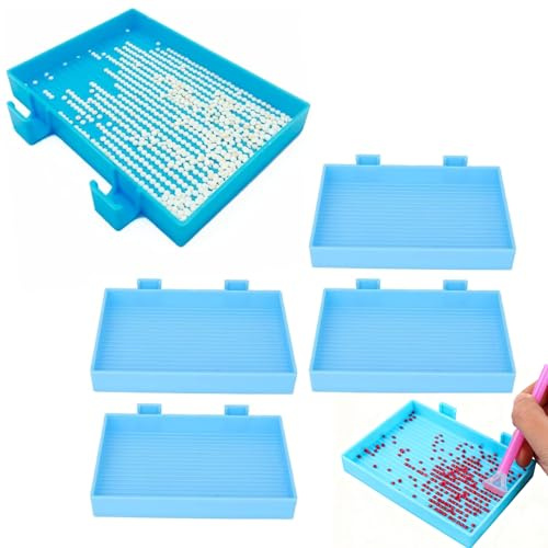 Agatige 6Pcs Plastic Diamond Painting Trays, Bead Sorting Trays Rhinestone Tray Organizer Painting Storage Box Diamond Painting Accessories and Tools for Crafts Rhinestone Sorting Tray, 11 x 9cm