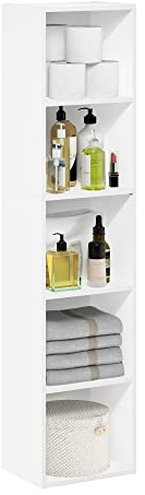 Furinno PASIR Book Shelf, 5-Tier Modern Bookshelf, Open Shelves Bookcase 9 x 12 x 52, for Living Room, Bedroom, Home Office, White