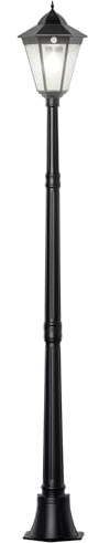 Outsunny 1.9M Garden Lamp Post Light, IP44 Outdoor LED Solar Powered Lantern Lamp with Aluminium Frame for Patio, Pathway and Walkway, Black