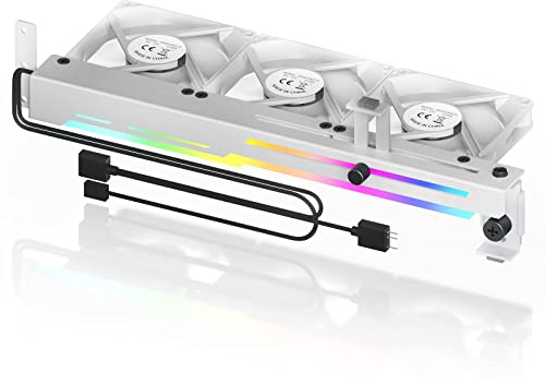 AsiaHorse Graphics Card Cooler with ARGB 5V 3Pin LED and Three 80mm Fans, RGB LED Graphics Card Holder, GPU Cooler Easy Installation-White
