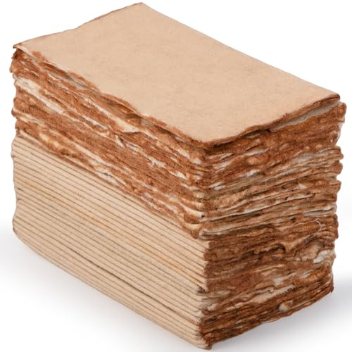 Wanderings Vintage Handmade Deckle Edge Folded Paper – Folded to 5x9 cm – 150 GSM - 50-Pack – Textured Cotton Paper – Ideal for Place Cards, Blank Name Cards, Table Settings, Gift Tags, Love Notes