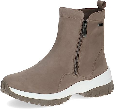 CAPRICE Damen Stiefeletten ohne Absatz Airmotion aus Leder mit Reißverschluss Weite G, Braun (Mud Suede), 38 EU
