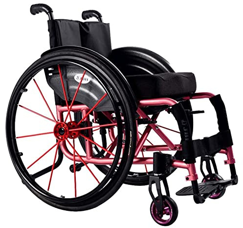 BAUBUY Super Lightweight Folding Aluminium Frame Wheelchair w/Armrest Swing Leg Rest - Comfortable Ergonomic Sport Wheelchair Load 100 Kg