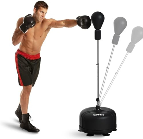 Lions Punching Speed Ball - Adjustable Height Punch Bag Free Standing with Stand, Boxing Bag Freestanding for MMA Reflex Fitness Training Practice for Kids Adults Men