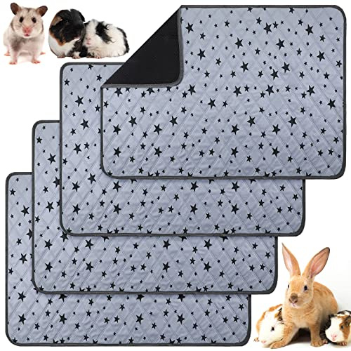 Namalu 4 Almohadillas Antideslizantes para Cobayas Jaulas Toallitas Lavables de Forro Polar de Entrenamiento Almohadilla de Orina con Patrón de Estrellas para Mascotas (23,6 x 35,4 Pulgadas)