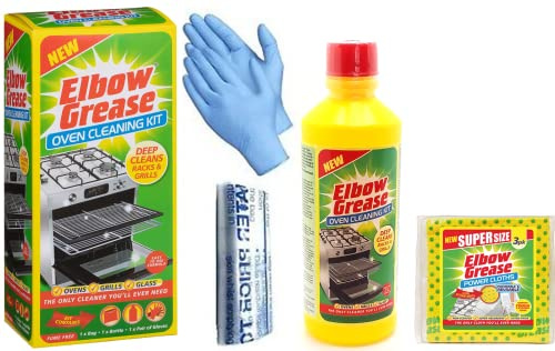 Topest Elbow Grease Oven Cleaner for Domestic Ovens and BBQ - 500 ML Bottle - Bags and Gloves Included - Complete Oven Cleaning Kit with 3 Packs Elbow Grease Power Cloth Pack Of 1
