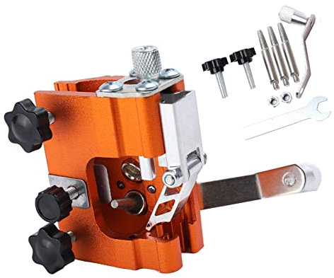 MECCTP Kettensäge Schärfgerät, Tragbar Kettensägenschärfer Kit, Handkurbeln Sägekettenschärfgerät Mit 3 Schleifköpfen, Kettenschärfgerät Für Alle Arten Von Kettensägen Und Elektrosägen