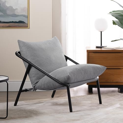 Zinus Ada Poltrona Relax 79x68x79 - Poltrona con struttura in metallo e imbottitura in schiuma a scaglie - Grigio chiaro