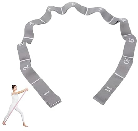 GIMIRO Banda de resistencia de goma para fitness, banda de resistencia segmentada para yoga, pilates, baile, banda elástica de rehabilitación (Gris - 11 bucles)
