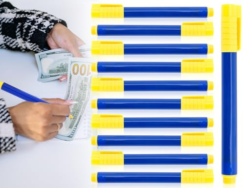 ZoeTekway 10 Stück Geldscheinprüfer Stift,Tester Gefälschte Geldscheine,Erkennung Banknoten Pen,Prüfstift,falschgeld stift, Geldscheinprüfer für US-Dollar,Euro,Pfund,Yen(Blau,132 * 12mm)