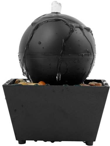 Caffney Tabletop Fountain with Light Battery/USB Operated Mini Indoor Water Fountain Feature Zen Meditation Fountain Decor Sound Relaxation Fountain Ornament for Table Office Home Bedroom(black)