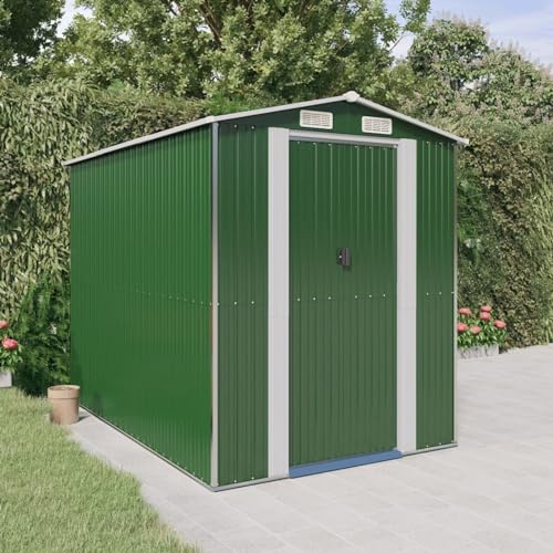 Gecheer Capanno,da Giardino,Capannone,Casetta,per Attrezzi,Casetta Porta Attrezzi,Porta Attrezzi da Giardino,Rimessa Attrezzi da Giardino,Capanno in Metallo per Esterni,Verde 192x274x223 cm