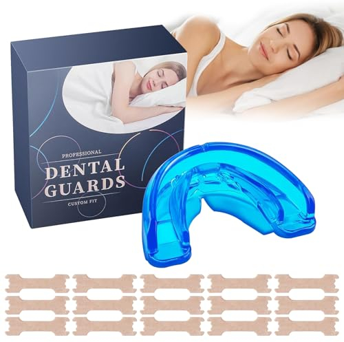 Schnarchstopper,Anti Schnarch,Schnarchen Stopper,Hilfsmittel Gegen Schnarchen,Anti Schnarch Schiene für Männer und Frauen,Verbessert Die Schlafqualität (Blau mit Zahnbox×1 und Nasenatmungspflaster×15)