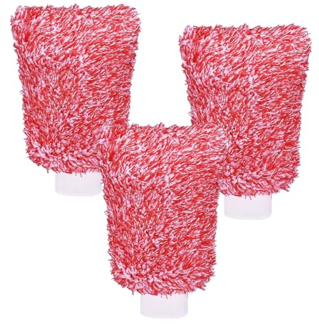 FYHJNC Microfiber Car Wash Mitt 3-Pack, Professional Scratch-Free Cleaning Gloves for Auto Detailing, Red