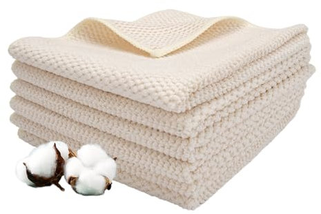 6 Stück Geschirrtücher Waffelstruktur,30 x 30 cm Baumwolltuch Reinigung,Weiche Spüllappen Putzlappen Baumwolle,Saugfähige Spültücher Küche,Beige Geschirrhandtücher,für Haushalt, Küche, Geschirr