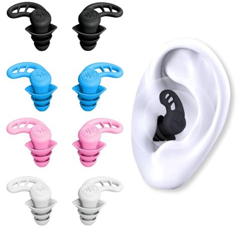 4 Paar Ohrstöpsel Schwimmen Wiederverwendbare Wasserdichte Silikon Ohrstöpsel für Schwimmen Duschen Surfen Schnorcheln Lärmdämmend und Bequem für Erwachsene und Jugendliche