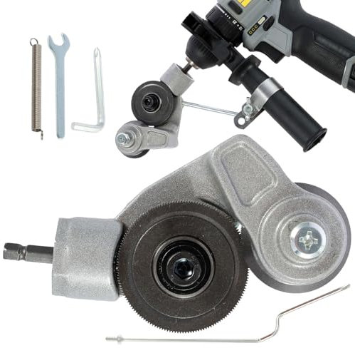 Taladro eléctrico, cortador de placas, mordedor de metal, accesorio de taladro, tijeras eléctricas, cortador de chapa resistente for bricolaje con adaptador for un corte preciso y eficiente de alumini