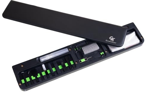 GK GAMAKAY 42,7cm Tastatur-Handgelenkauflage mit Reinigungswerkzeug-Set, Handballenauflage aus ABS und Leder für 100% mechanische Tastatur, rutschfeste Handfläche für komfortables Tippen (Black-100%)