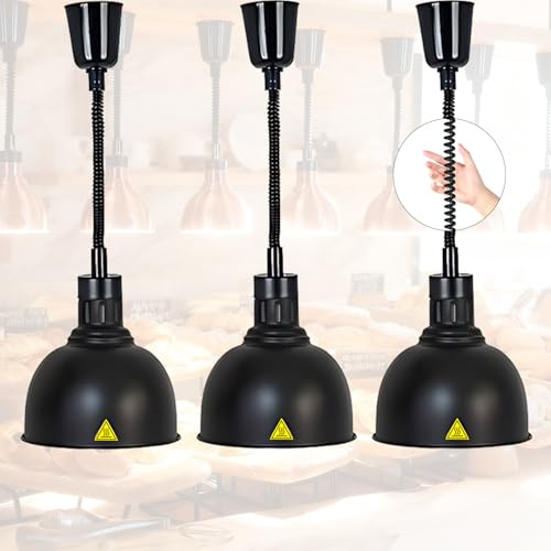 VFDZ Lampada Riscaldante per Alimenti, Lampade Scaldavivande Cucina Regolabile, 19 cm/25 cm Lampade Riscaldanti Cucina Professionale per Ristoranti, Cucine, Hotel(C-25cm,3 Pezzi)