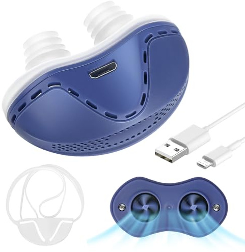 Electric Anti Snoring Devices, Snore Reduction, Adjustable Wind Speed Nasal Dilators Snoring Solution Aids for Men & Women,Universal All Nose Shapes(Blue)