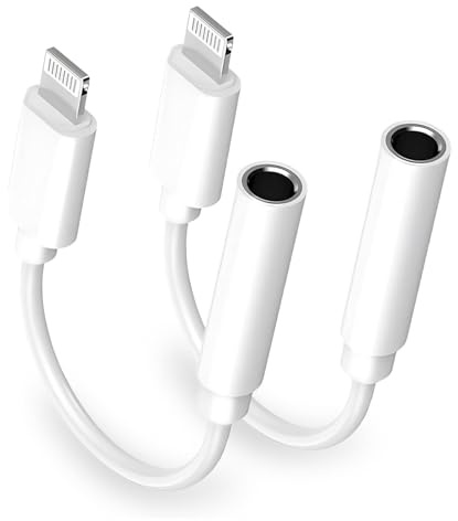 [Apple MFi Certified] Apple iPhone 14 Pro Max Headphone Adapter, 2 Pack Lightning to 3.5 mm Headphone Jack Aux Audio Cable Dongle Adapter Compatible with iPhone 14 13 12 11 Pro Max XS XR X 8 iPad
