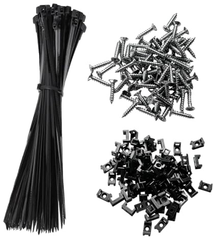 300 Juego bridas para cables de Pared con Soporte para bridas y Tornillos