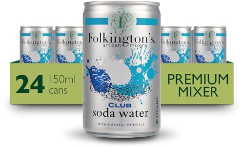 Folkington's Club Soda Water, 24 Cans, Natural Minerals Drink Mixer, 24 Count (Pack of 1)