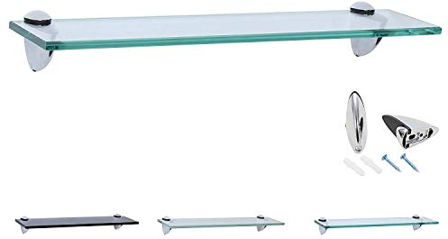 Rapid Teck Glas Wandregal Klarglas transparent 30cm x 10cm - Glasregal mit 8mm ESG Sicherheitsglas - Glasregal perfekt als Badablage Glasablage für Badezimmer - Verschiedene Größen wählbar