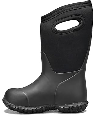 BOGS Unisex Child York Boys And Girls Waterproof Insulated Rubber Neoprene Winter Rain Boot, Solid Black, 13 Little Kid US