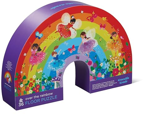 Crocodile Creek - Over The Rainbow - 36-Piece Jigsaw Floor Puzzle with Heavy-Duty Shaped Box for Storage, Large 20 x 27 Completed Size, Designed for Kids Ages 3 Years and up
