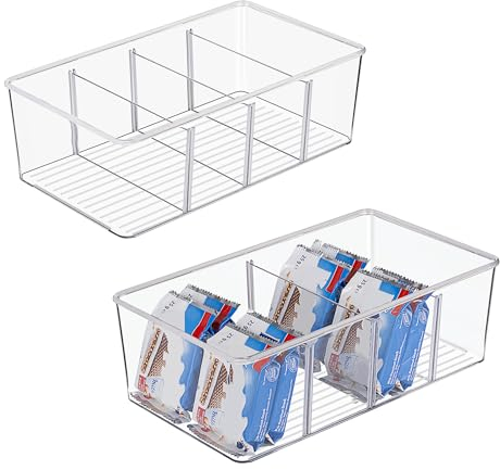 Vtopmart 4er Kühlschrank Organizer mit 4 Fächern, BPA-Freie Küche Stapelbarer Lebensmittel aufbewahrungsbox für Teebeutel,Snacks,Gewürze