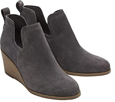 TOMS Womens Ankle-length, Round Toe, Suede And Fabric Lining, Wedge Heel (from Model Style:09-020-0376-3157 Ta) Ankle Boot, Grey Suede, 10 US