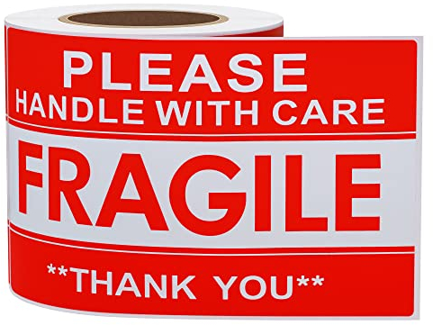 Hycodest Fragile Stickers 76x127mm 100 PCS Please Handle with Care Thank You Shipping Labels Warning Label