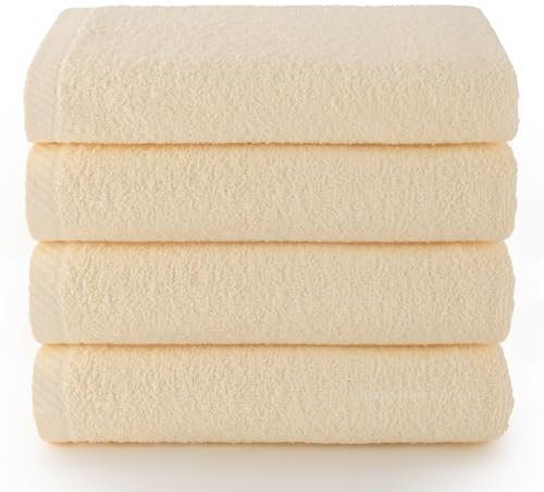 Top Towel - Plus - Bath Towels - 4 Face Towels or Bidet - 30 x 50 cm - 100% Cotton - Natural