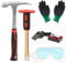 Tanstic 6-Piece Geology Hammer & Chisel Kit, 30oz Hammer & 12 Digging Chisel, Whistle, Safety Glasses, Jewelers Loupe and Gloves, Rock Hounding Equipment Set