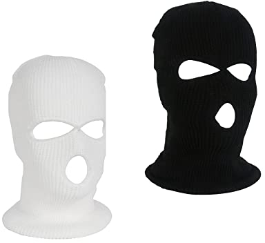 LINSOCLE 2pcs Balaclava - 3-Loch Sturmmaske, Gestrickte Sturmhaube, Multifunktionsmaske, Skimütze für Motorrad und Fahrrad