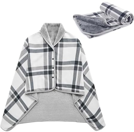 JANTEELGO Poncho d'hiver chaud pour femme - Cape tricotée - Pour femme - Manteau ouvert - Couverture chaude d'hiver - Couverture polaire épaisse
