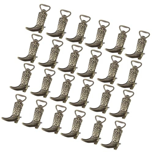 misppro 24 abrebotellas de cerveza de bota de vaquero para decoración de fiesta de boda (bronce)