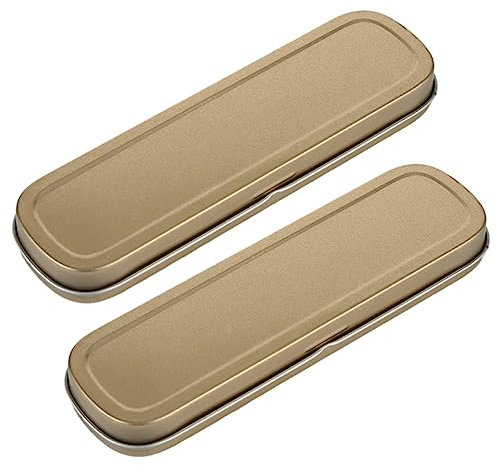 NUOBESTY 2piezas Estuche para Lápices De Inoxidable Caja Metálica para Guardar Bolígrafos Estuche para Papelería para Estudiantes y Escritorio