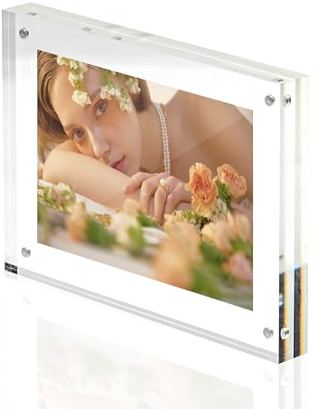 TRIXES Cornice portafoto in acrilico, 13 x 18 cm, magnetica, multiuso, effetto vetro, perfetta da esporre sulla scrivania o stare sulla credenza o riposare sulla mensola a muro…