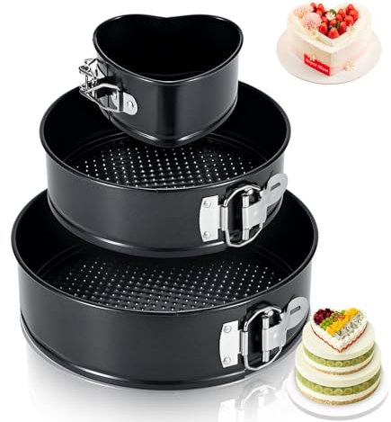 ECCOGREAT Set di teglie antiaderenti per cheesecake, a prova di perdite, stampo rotondo Moule a Gateau, fondo rimovibile a sgancio rapido, stampi per torta di compleanno