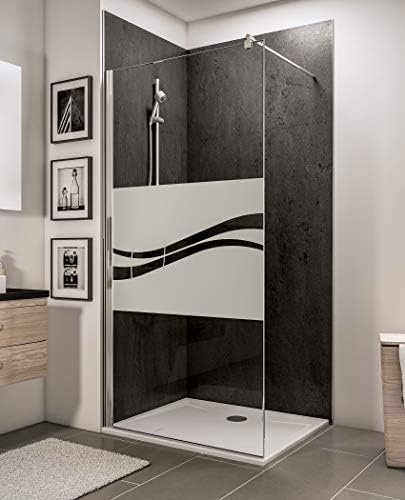 Schulte paroi de douche fixe à l’italienne 100 x 190 cm, barre 122 cm incluse, profilé aspect chromé, verre de sécurité antical 5 mm, décor Liane, plage de réglage 96.7-100.00
